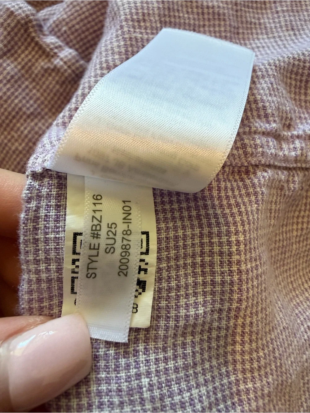 J.Crew Linen Blend Short Sleeve Button Down Shirt Purple Gingham Size Small